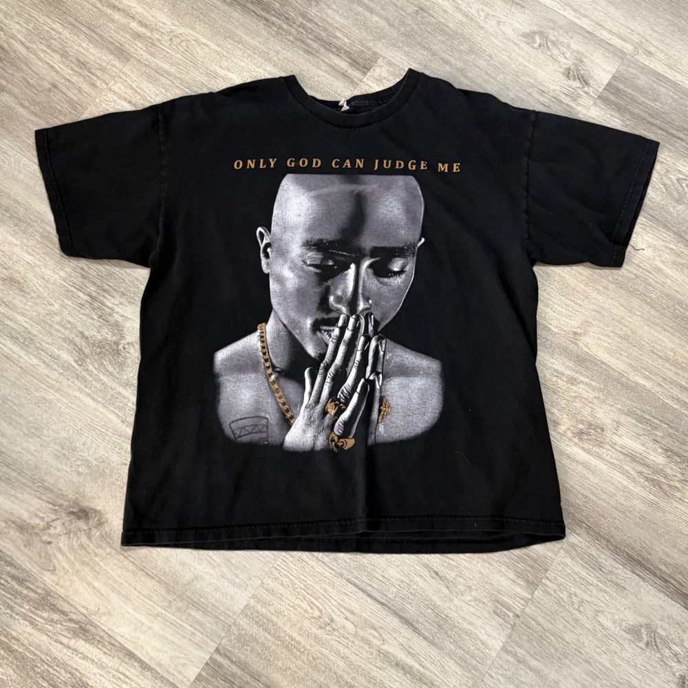 Tupac Shakur Graphic T Shirt Black Mens Size XL‎ Only God Can Judge Me